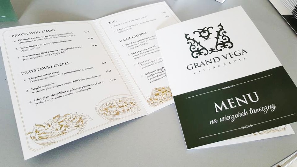 Folded restaurant menu