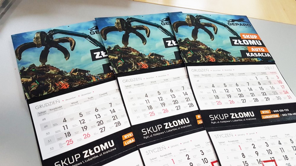promotional three-panel wall calendars